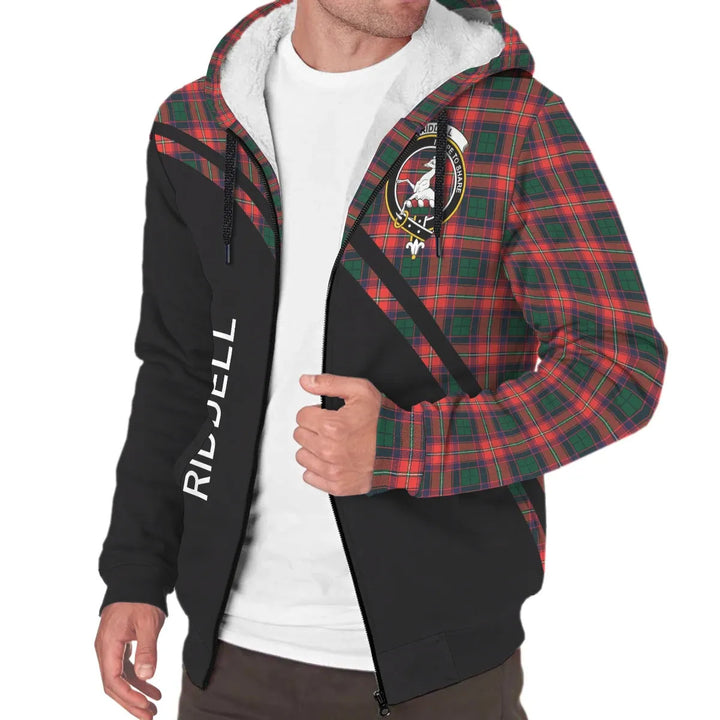 Scottish Riddell Clan Crest Tartan Curve Sherpa Hoodie