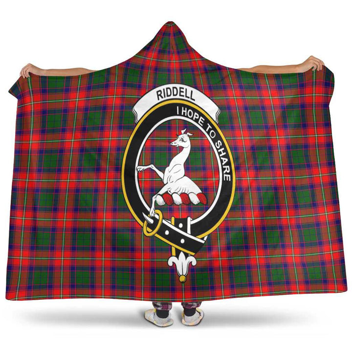 Scottish Riddell Clan Crest Tartan Hooded Blanket Tartan Plaid 1