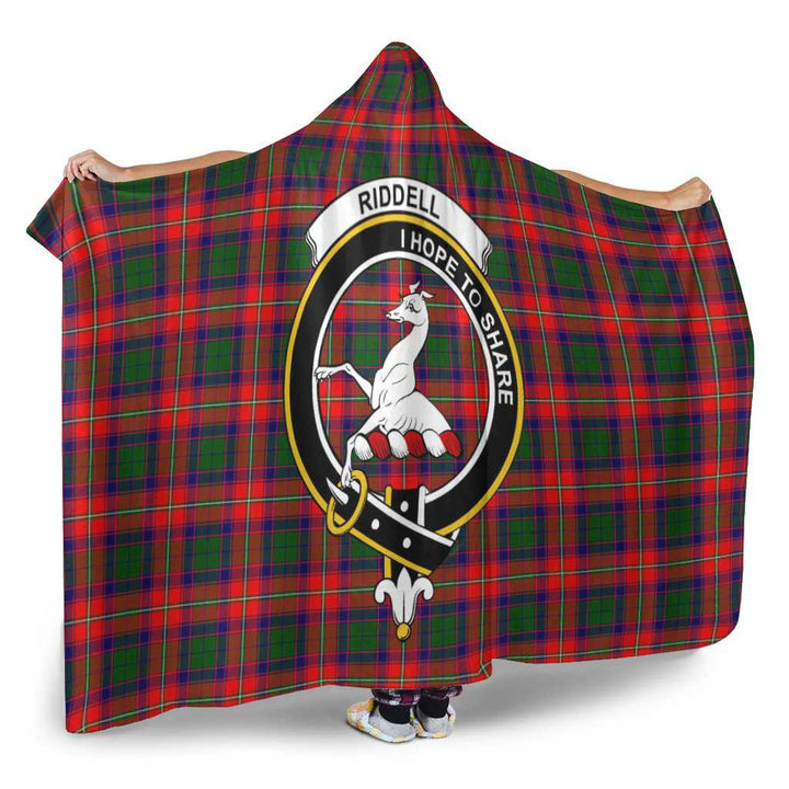 Scottish Riddell Clan Crest Tartan Hooded Blanket Tartan Plaid 2