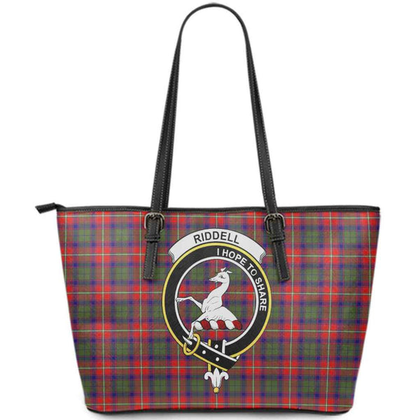Scottish Riddell Clan Crest Tartan Leather Tote Tartan Plaid