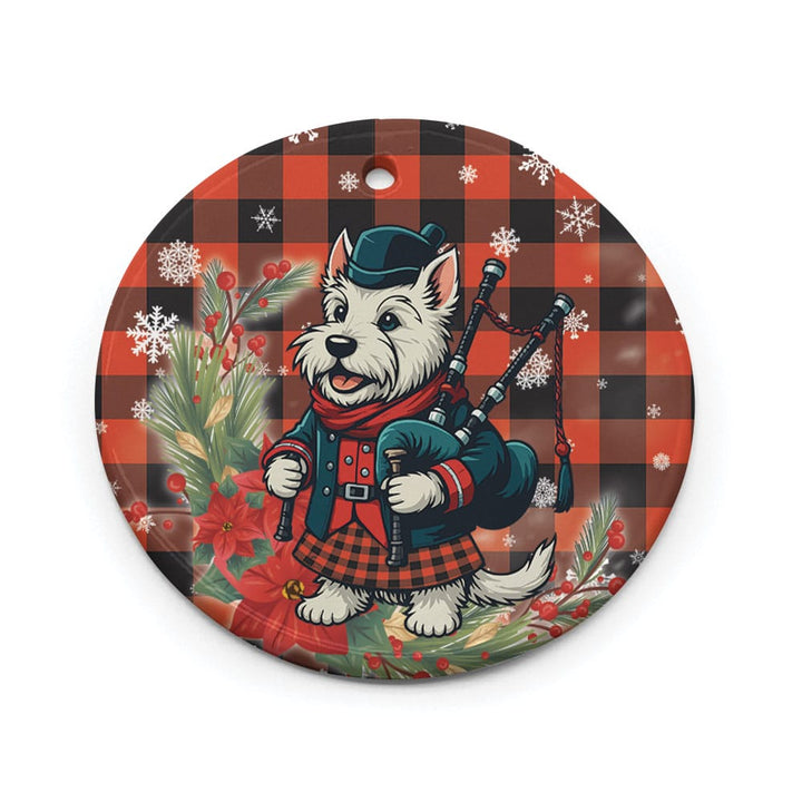 Scottish Rob Roy MacGregor Ancient Clan Tartan Ceramic Ornament Cute Scottish Terrier Dog Circle Style Tartan Plaid