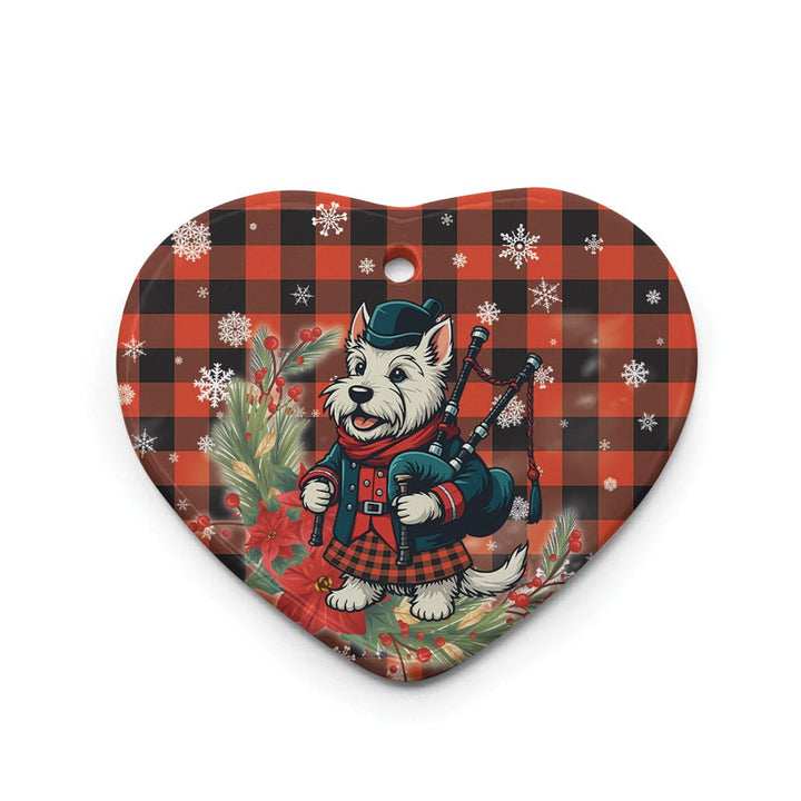 Scottish Rob Roy MacGregor Ancient Clan Tartan Ceramic Ornament Cute Scottish Terrier Dog Heart Style Tartan Plaid