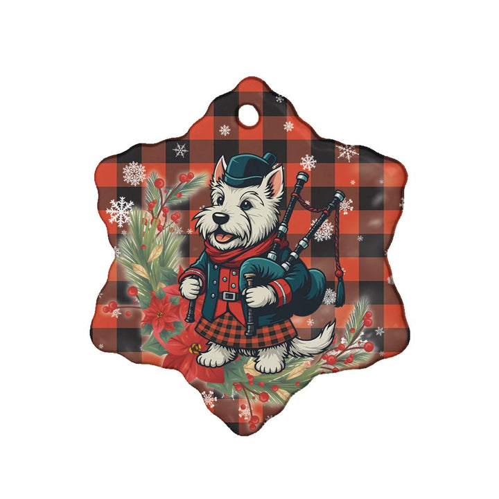 Scottish Rob Roy MacGregor Ancient Clan Tartan Ceramic Ornament Cute Scottish Terrier Dog Snow Flake Style Tartan Plaid