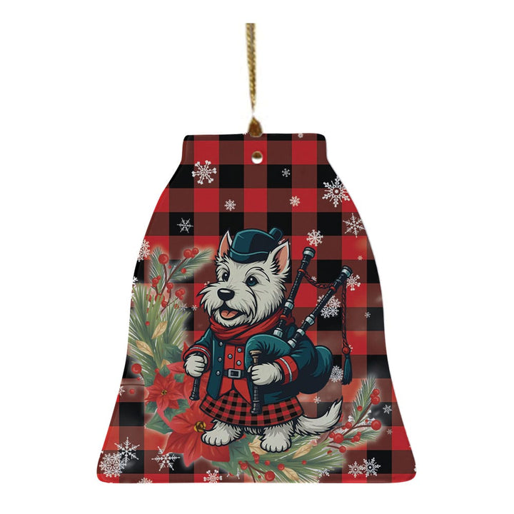 Scottish Rob Roy MacGregor Modern Clan Tartan Ceramic Ornament Cute Scottish Terrier Dog Bell Style Tartan Plaid