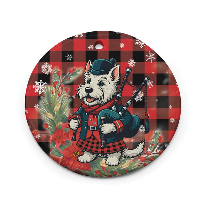 Scottish Rob Roy MacGregor Modern Clan Tartan Ceramic Ornament Cute Scottish Terrier Dog Circle Style Tartan Plaid