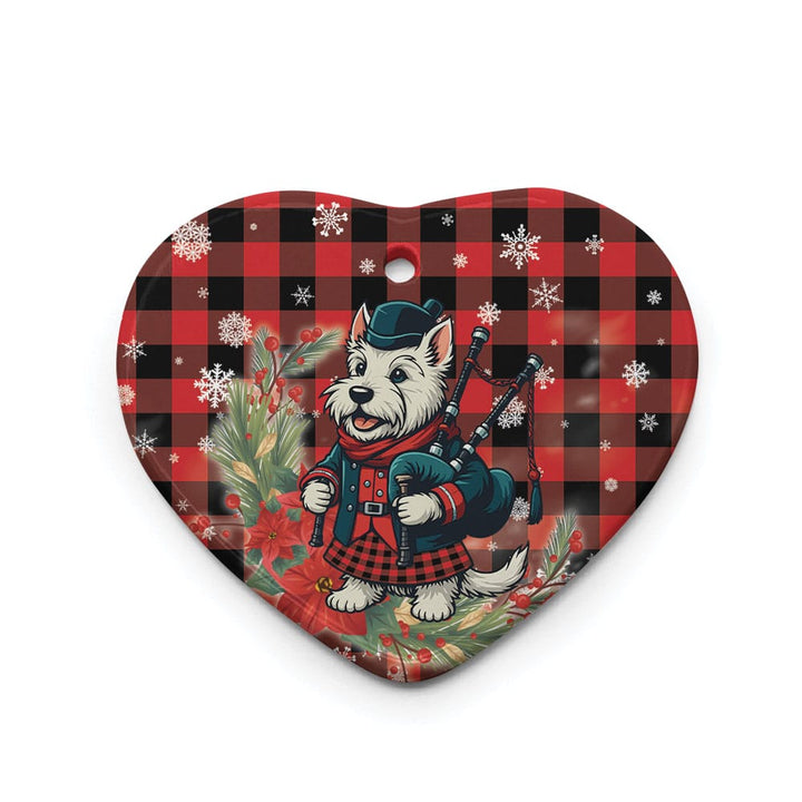 Scottish Rob Roy MacGregor Modern Clan Tartan Ceramic Ornament Cute Scottish Terrier Dog Heart Style Tartan Plaid