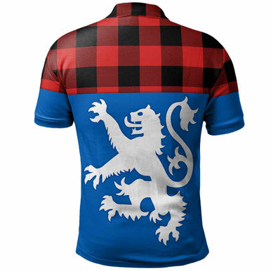 Scottish Rob Roy MacGregor Modern Clan Tartan Polo Shirt - Lion Rampant of Scotland With Flag Back Side Tartan Plaid