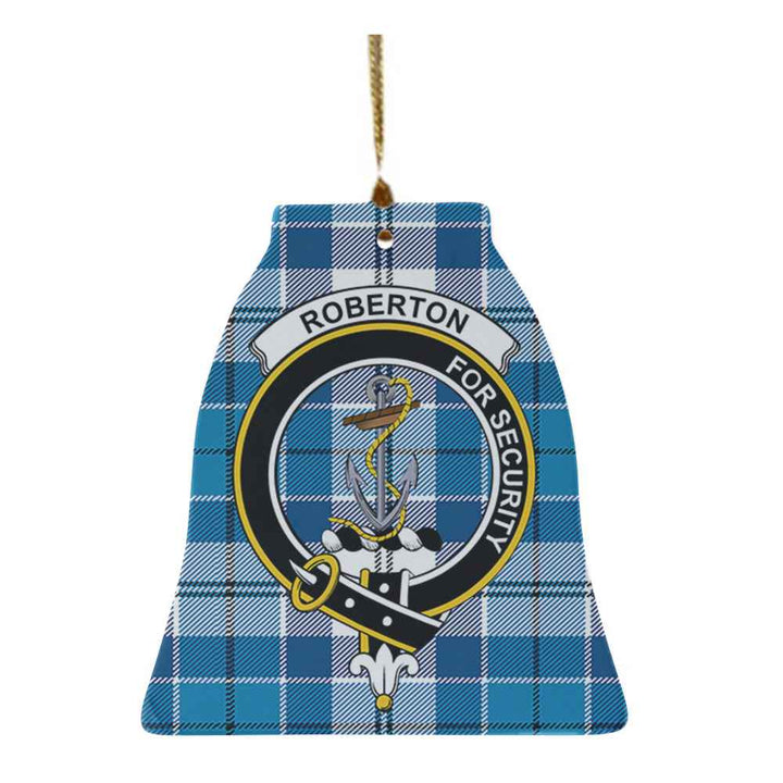 Scottish Roberton Clan Crest Tartan Ceramic Ornament Bell Shape Tartan Plaid