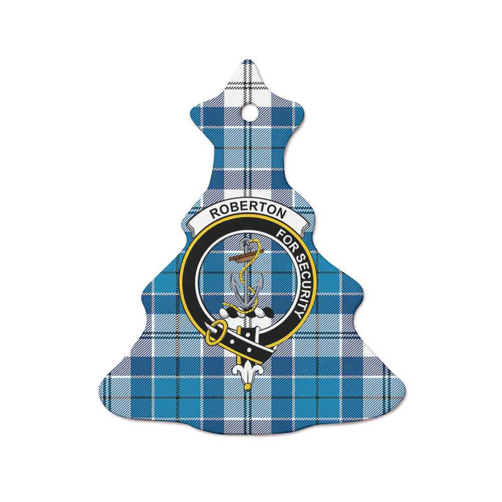 Scottish Roberton Clan Crest Tartan Ceramic Ornament Tree Shape Tartan Plaid
