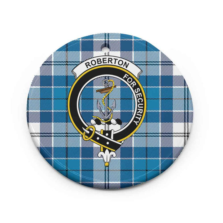 Scottish Roberton Clan Crest Tartan Ceramic Ornament Circle Shape Tartan Plaid