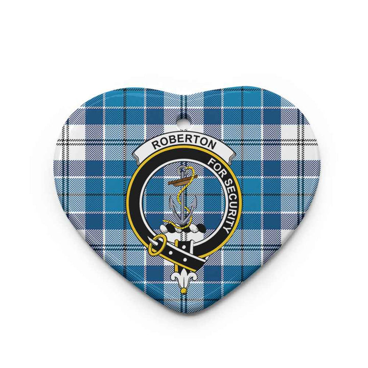Scottish Roberton Clan Crest Tartan Ceramic Ornament Heart Shape Tartan Plaid