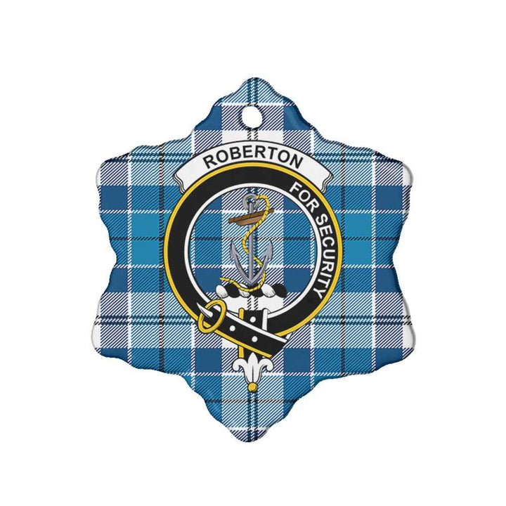 Scottish Roberton Clan Crest Tartan Ceramic Ornament Snow Flake Shape Tartan Plaid