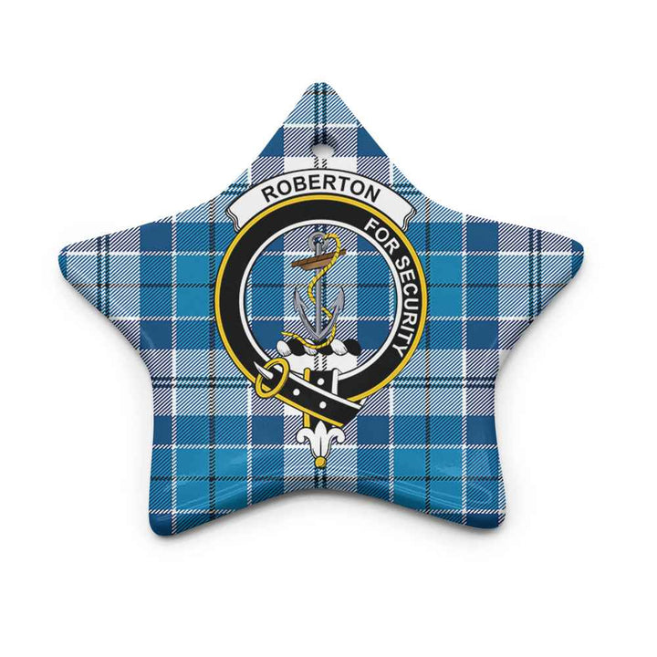 Scottish Roberton Clan Crest Tartan Ceramic Ornament Star Shape Tartan Plaid
