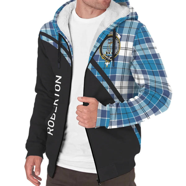Scottish Roberton Clan Crest Tartan Curve Sherpa Hoodie