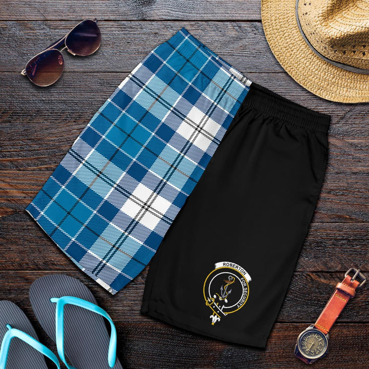 Scottish Roberton Clan Crest Tartan Half of Me Men's Shorts