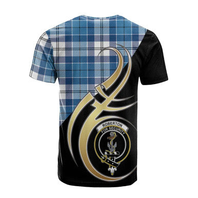 Scottish Roberton Clan Crest Tartan T-Shirt Believe in Me Back Side Tartan Plaid