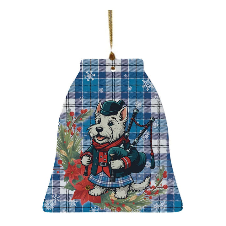 Scottish Roberton Clan Tartan Ceramic Ornament Cute Scottish Terrier Dog Bell Style Tartan Plaid