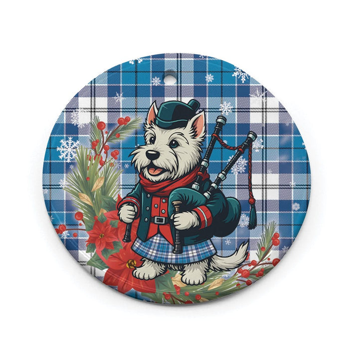 Scottish Roberton Clan Tartan Ceramic Ornament Cute Scottish Terrier Dog Circle Style Tartan Plaid