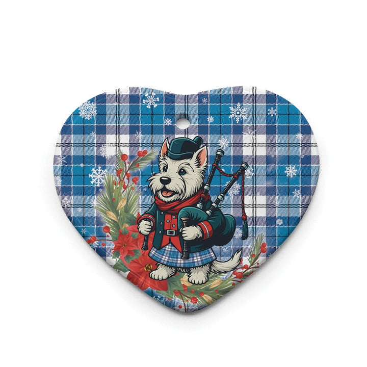 Scottish Roberton Clan Tartan Ceramic Ornament Cute Scottish Terrier Dog Heart Style Tartan Plaid
