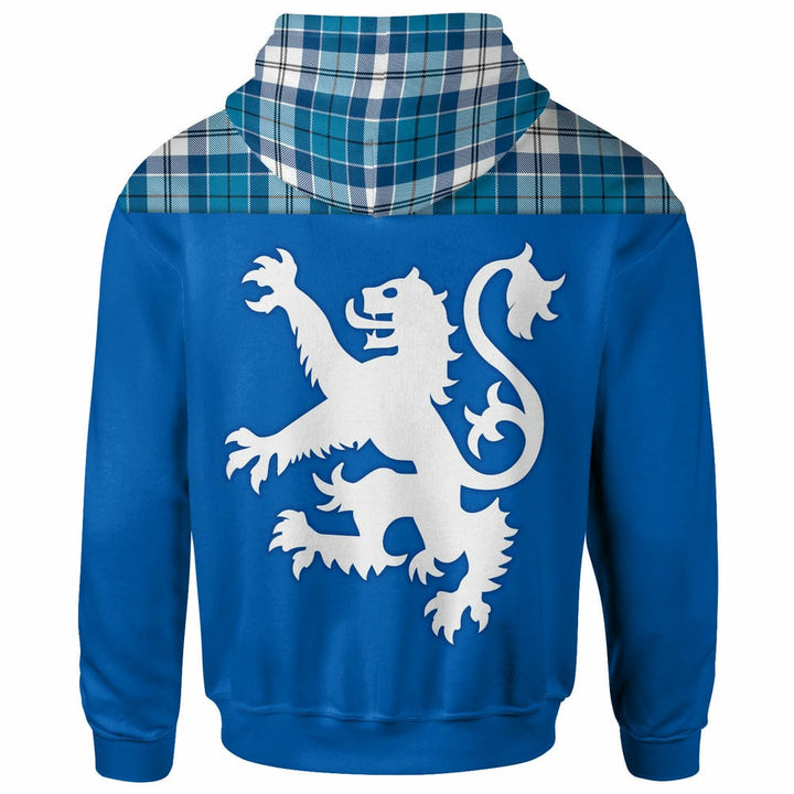Scottish Roberton Clan Tartan Hoodie - Lion Rampant of Scotland With Flag back Side Tartan Plaid