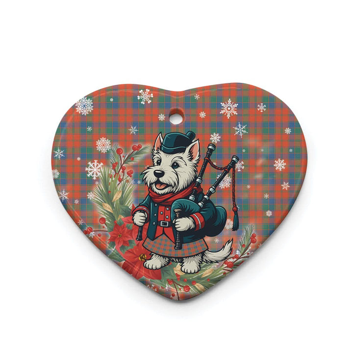 Scottish Robertson Ancient Clan Tartan Ceramic Ornament Cute Scottish Terrier Dog Heart Style Tartan Plaid