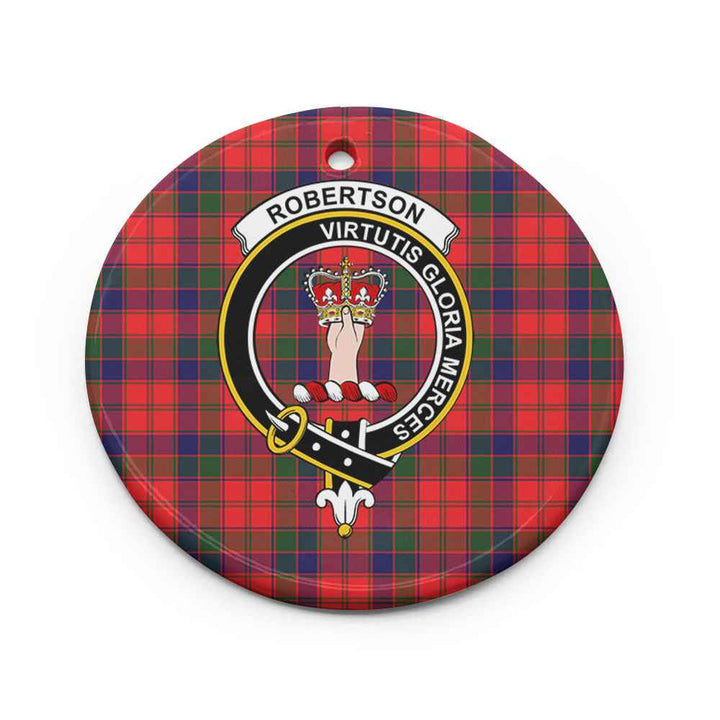 Scottish Robertson Clan Crest Tartan Ceramic Ornament Circle Shape Tartan Plaid