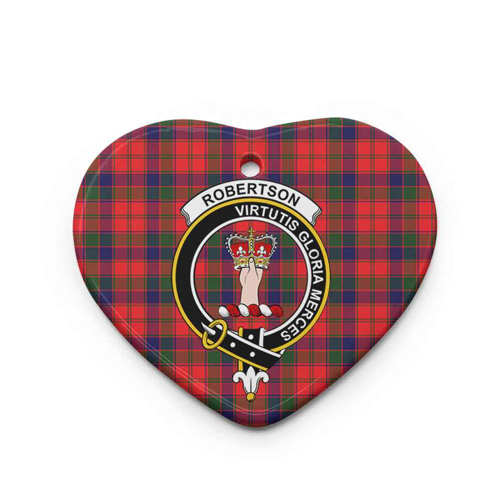 Scottish Robertson Clan Crest Tartan Ceramic Ornament Heart Shape Tartan Plaid