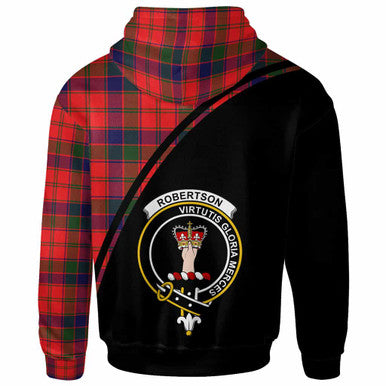 Scottish Robertson Clan Crest Tartan Curve Hoodie Back Side Tartan Plaid