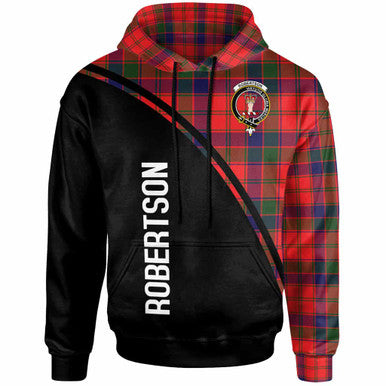 Scottish Robertson Clan Crest Tartan Curve Hoodie Front Side Tartan Plaid