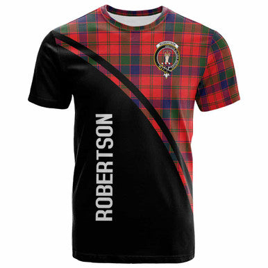 Scottish Robertson Clan Crest Tartan Curve T-Shirt Front Side Tartan Plaid
