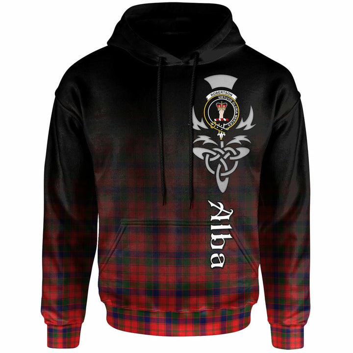 Scottish Robertson Clan Crest Tartan Hoodie - Alba Gu Brath Family Crest Celtic Inspired Front Side Tartan Plaid