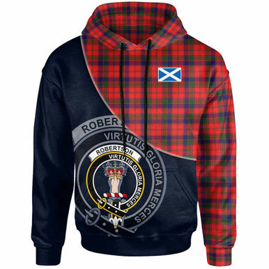 Scottish Robertson Clan Crest Tartan Hoodie - Bend Style Front Side Tartan Plaid