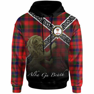 Scottish Robertson Clan Crest Tartan Hoodie - Scotland Lion Front Side Tartan Plaid