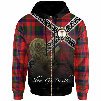 Scottish Robertson Clan Crest Tartan Hoodie - Scotland Lion Zip-up Tartan Plaid