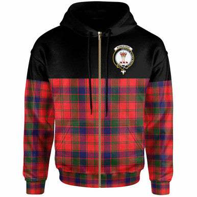 Scottish Robertson Clan Crest Tartan Hoodie - Horizontal Style Zip-up Tartan Plaid