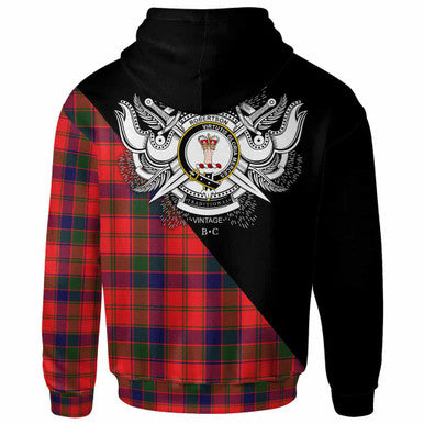 Scottish Robertson Clan Crest Tartan Hoodie - Military Logo Back Side Tartan Plaid