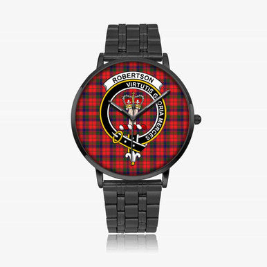 Scottish Robertson Clan Crest Tartan Instafamous Steel Quartz Watches Tartan Plaid Black 1