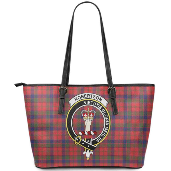 Scottish Robertson Clan Crest Tartan Leather Tote Tartan Plaid