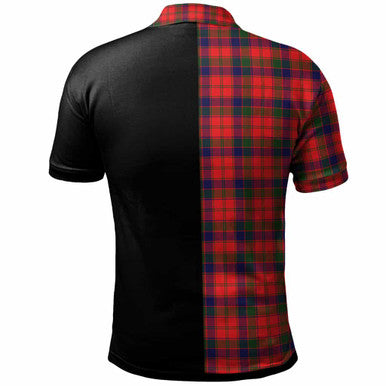 Scottish Robertson Clan Crest Tartan Polo Shirt - Half in Me Back Side Tartan Plaid