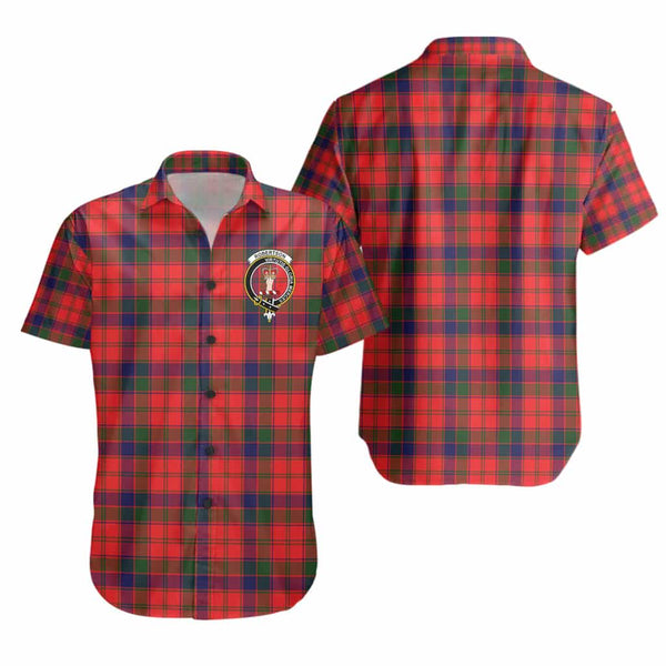 Scottish Robertson Clan Crest Tartan Short Sleeve Shirt Tartan Plaid