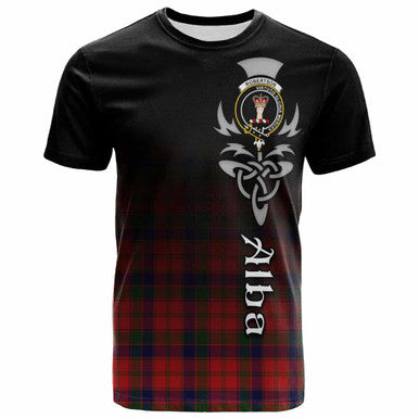 Scottish Robertson Clan Crest Tartan T-Shirt - Alba Gu Brath Family Crest Celtic Inspired Front Side Tartan Plaid
