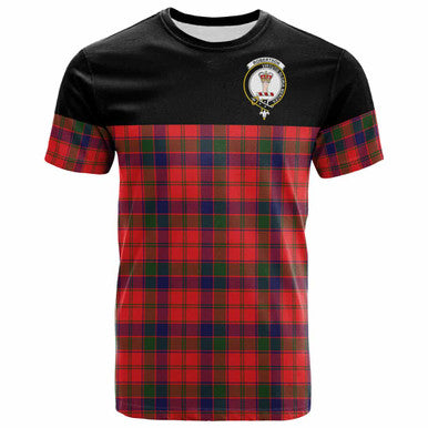 Scottish Robertson Clan Crest Tartan T-Shirt - Horizontal Style Front Side Tartan Plaid
