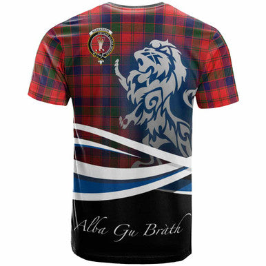 Scottish Robertson Clan Crest Tartan T-Shirt - Scotland Lion Back Side Tartan Plaid
