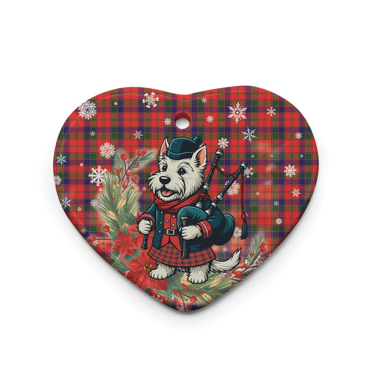 Scottish Robertson Modern Clan Tartan Ceramic Ornament Cute Scottish Terrier Dog Heart Style Tartan Plaid