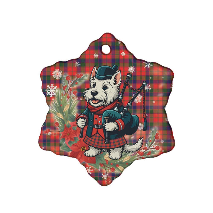Scottish Robertson Modern Clan Tartan Ceramic Ornament Cute Scottish Terrier Dog Snow Flake Style Tartan Plaid
