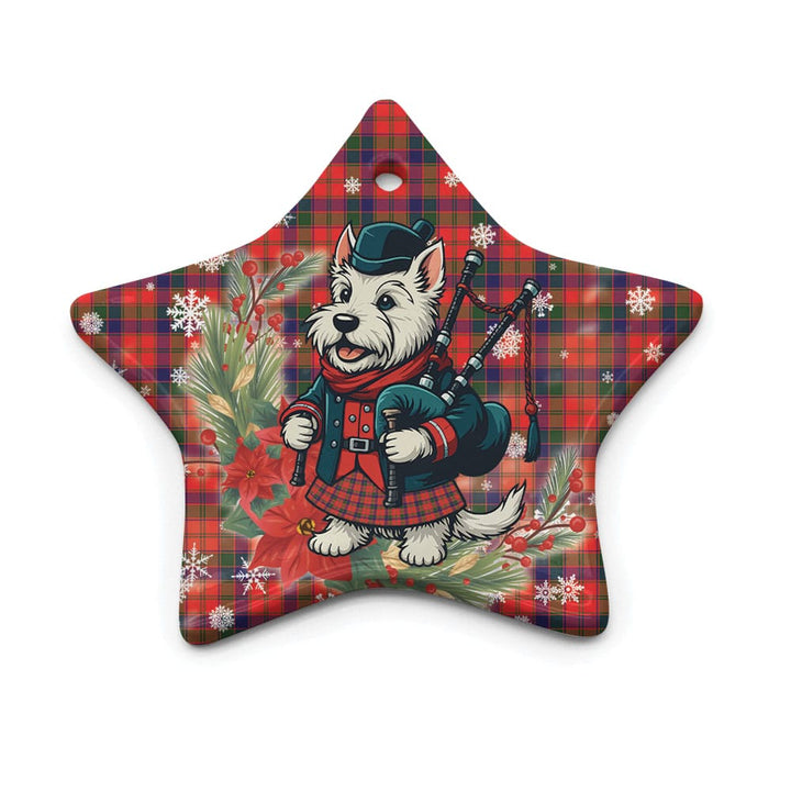 Scottish Robertson Modern Clan Tartan Ceramic Ornament Cute Scottish Terrier Dog Star Style Tartan Plaid