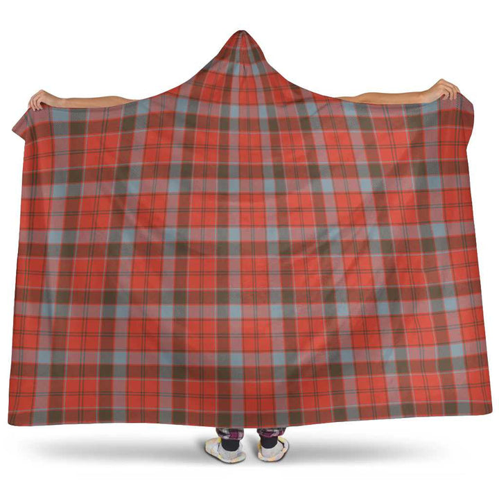 Scottish Robertson Weathered Clan Tartan Hooded Blanket Tartan Plaid 1