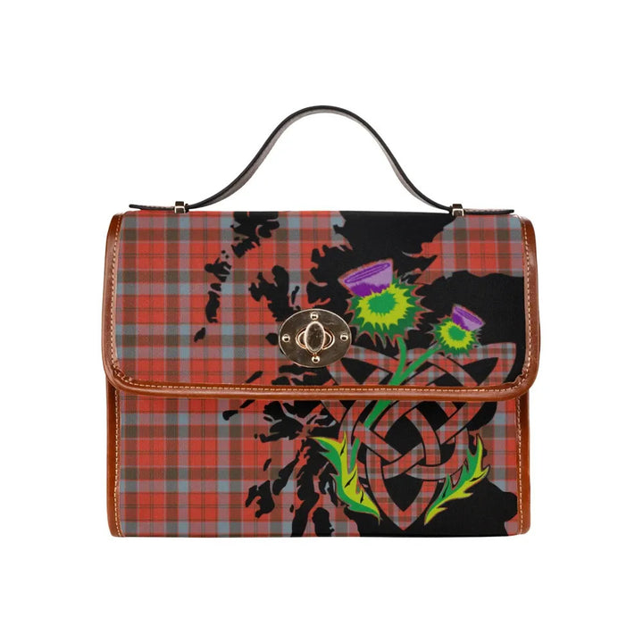 Scottish Robertson Weathered Clan Tartan Waterproof Canvas Bag With Thistle Tartan Plaid 1