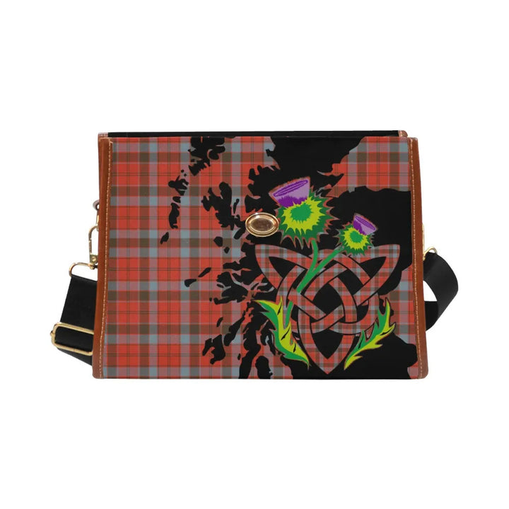 Scottish Robertson Weathered Clan Tartan Waterproof Canvas Bag With Thistle Tartan Plaid 2