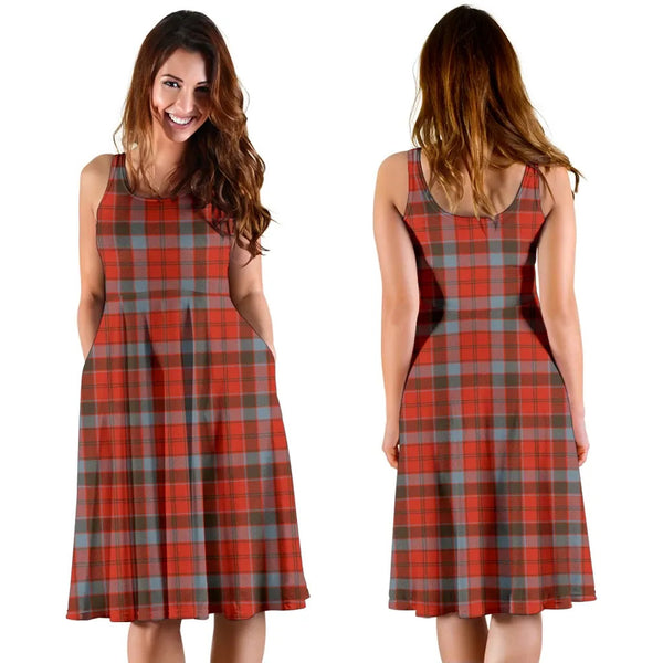 Scottish Robertson Weathered Clan Tartan Women Midi Dress